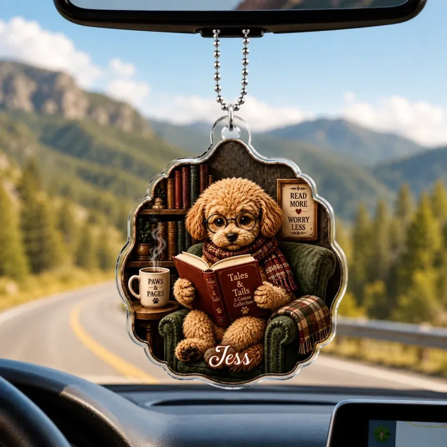 Personalized Bookworm Animal Acrylic Car Ornament
