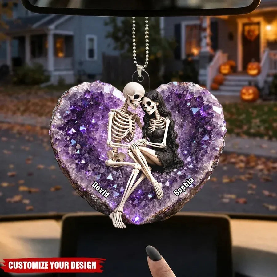 Personalized Skeleton Couple Acrylic Car Ornament