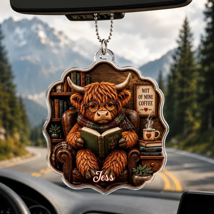 Personalized Bookworm Animal Acrylic Car Ornament