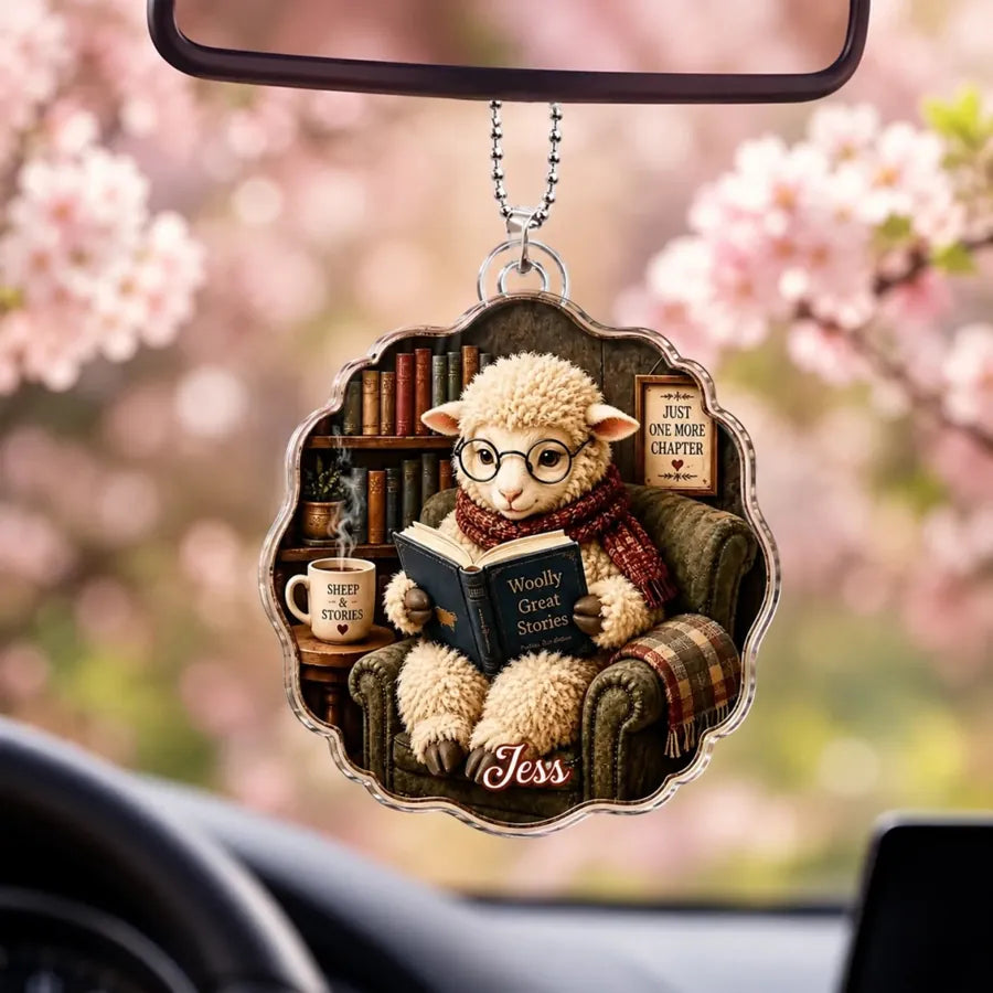 Personalized Bookworm Animal Acrylic Car Ornament