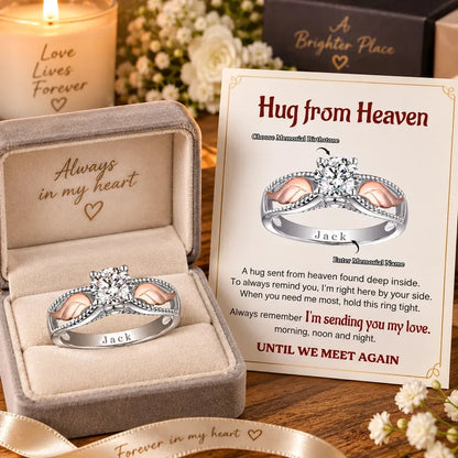 Personalized Angel Wings Birthstone Ring