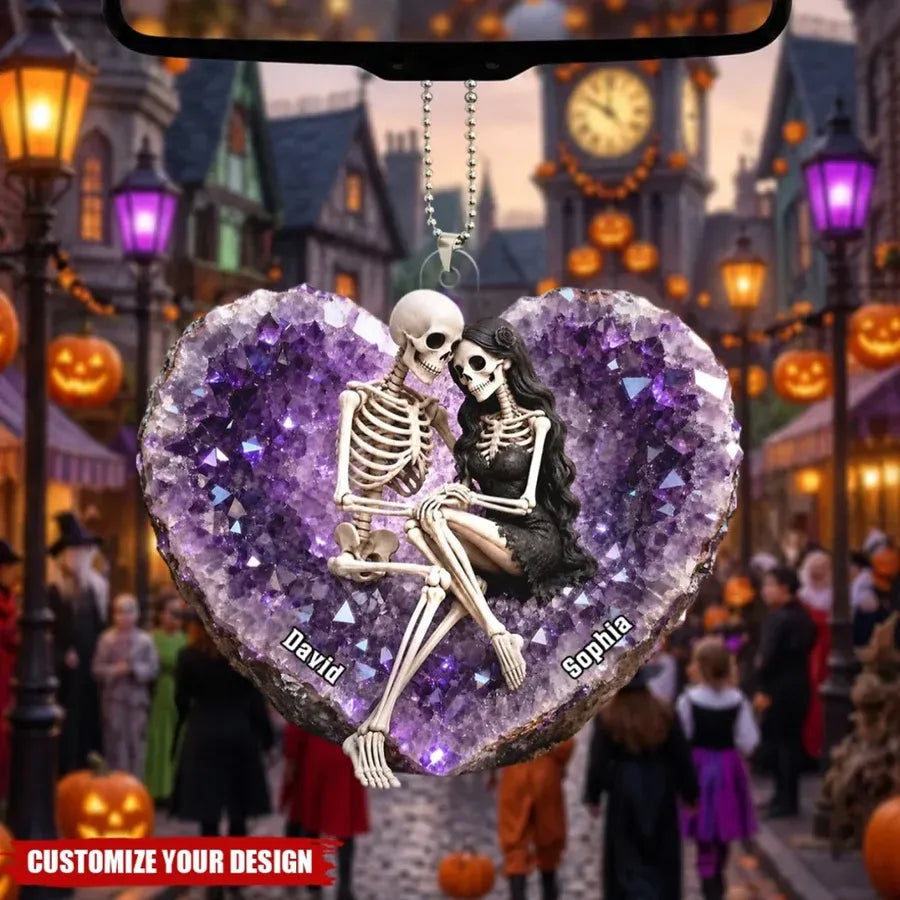 Personalized Skeleton Couple Acrylic Car Ornament