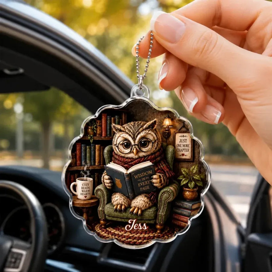 Personalized Bookworm Animal Acrylic Car Ornament