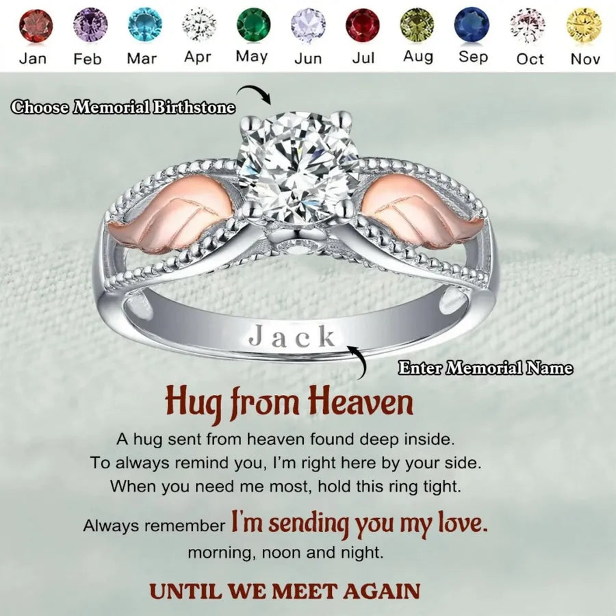 Personalized Angel Wings Birthstone Ring