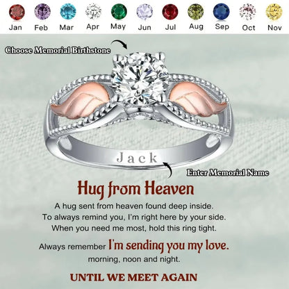 Personalized Angel Wings Birthstone Ring
