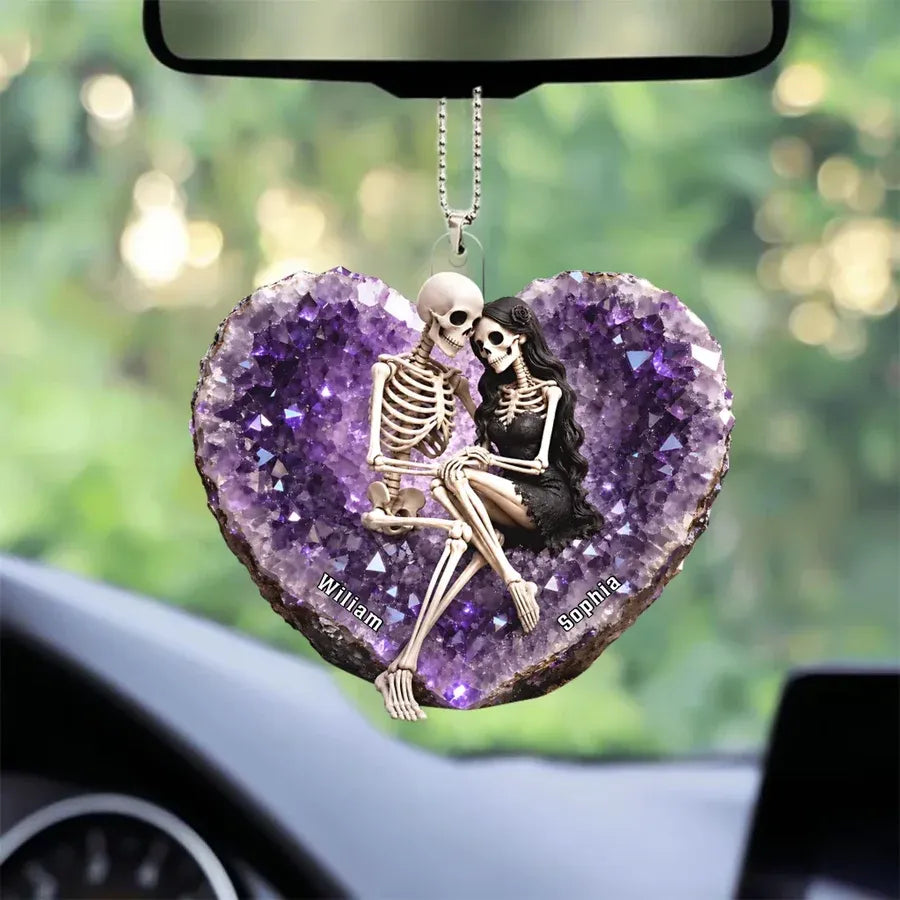 Personalized Skeleton Couple Acrylic Car Ornament