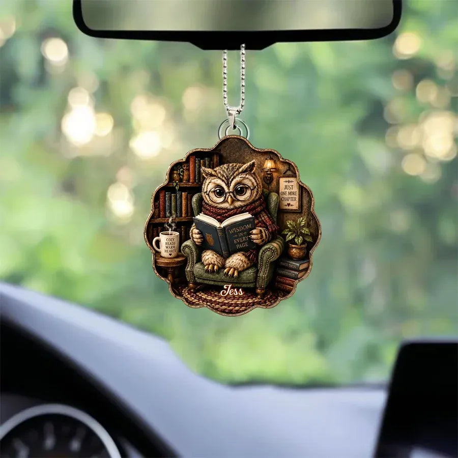 Personalized Bookworm Animal Acrylic Car Ornament