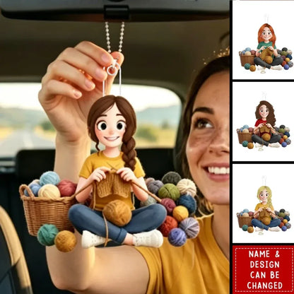 Personalized Crochet and Knitting Acrylic Car Ornament