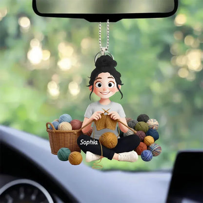 Personalized Crochet and Knitting Acrylic Car Ornament
