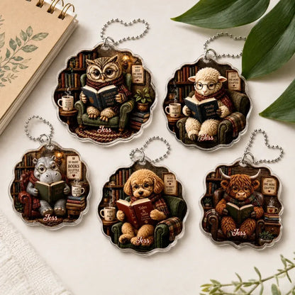 Personalized Bookworm Animal Acrylic Car Ornament